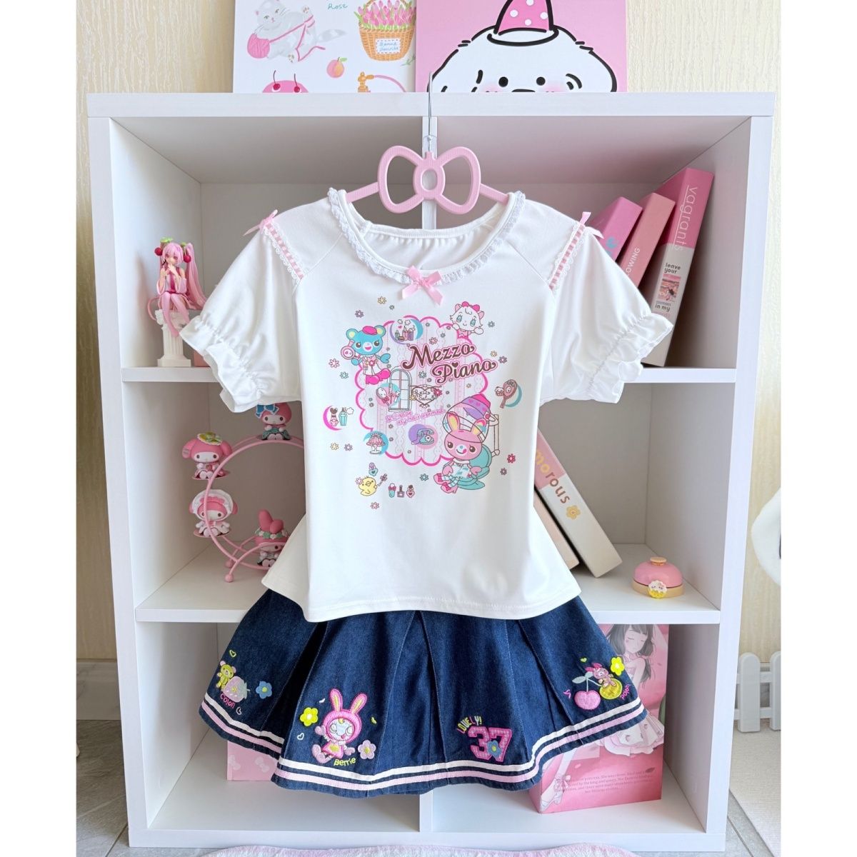 Embroidery Cotton Shirt - Japon Tatlı Etek Setleri Yaz Yeni