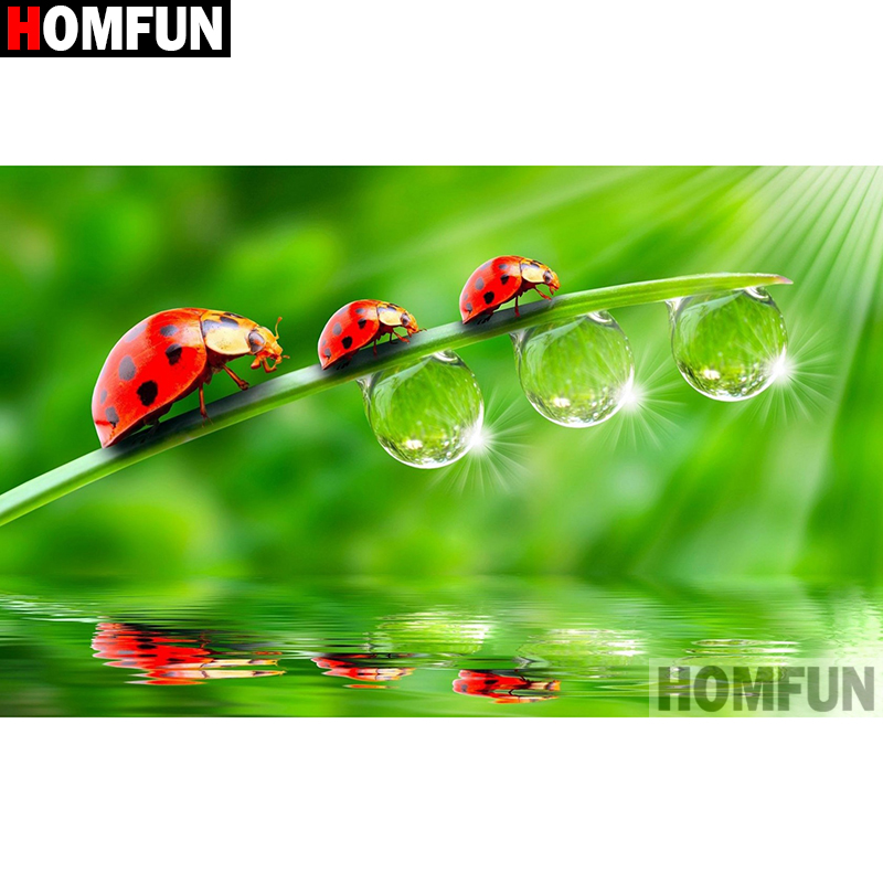 Embroidery Lady Bug - HOMFUN Sanat 5D Diy Elmas Boyama
