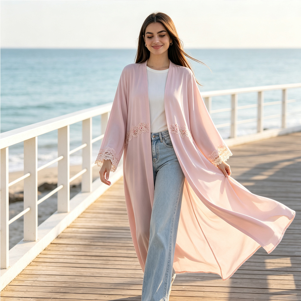 Embroidery Kebaya - Kadınlar İçin İşlemeli Açık Önlü Dubai