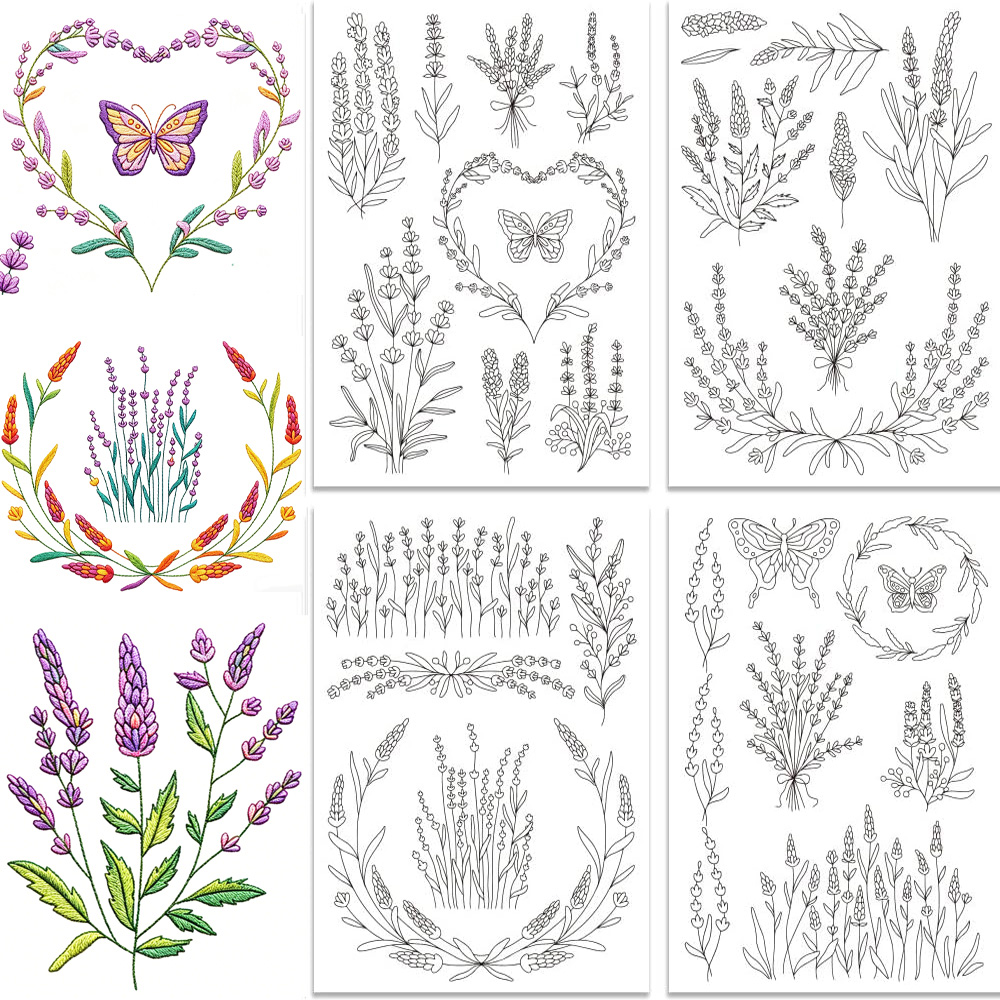 Embroidery Meaning - Lavanta Çiçeği Kelebek Suda Çözünen Çubuk