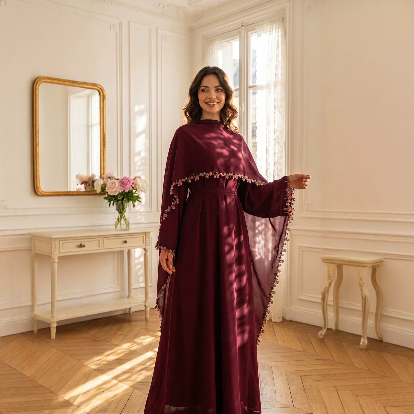 Zarif Nakış Abayas Başörtüsü E - Embroidery Kebaya incelemesi ve fiyatı