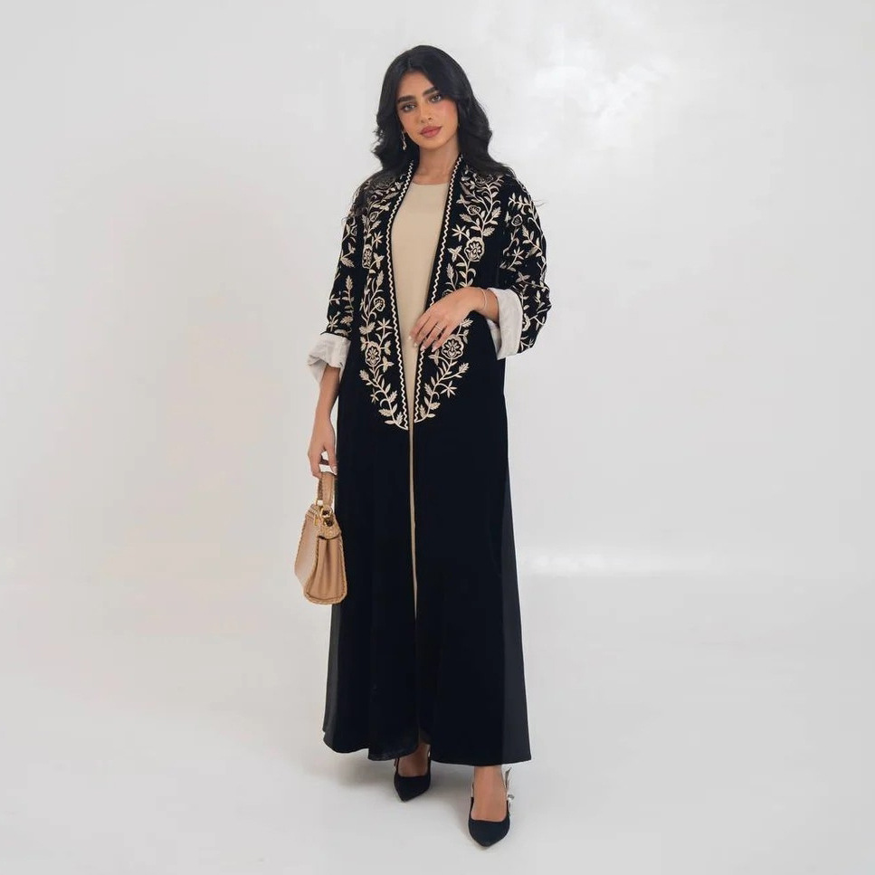 Kadife Açık Abaya Dubai Kaftan - Embroidery Kebaya incelemesi ve fiyatı