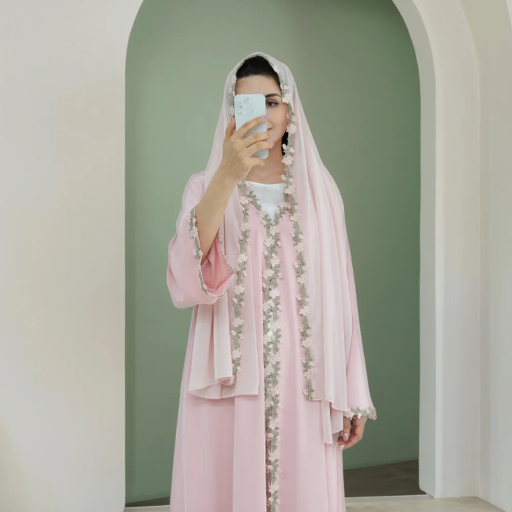 Dubai Açık Abaya Müslüman Tese - Embroidery Kebaya incelemesi ve fiyatı