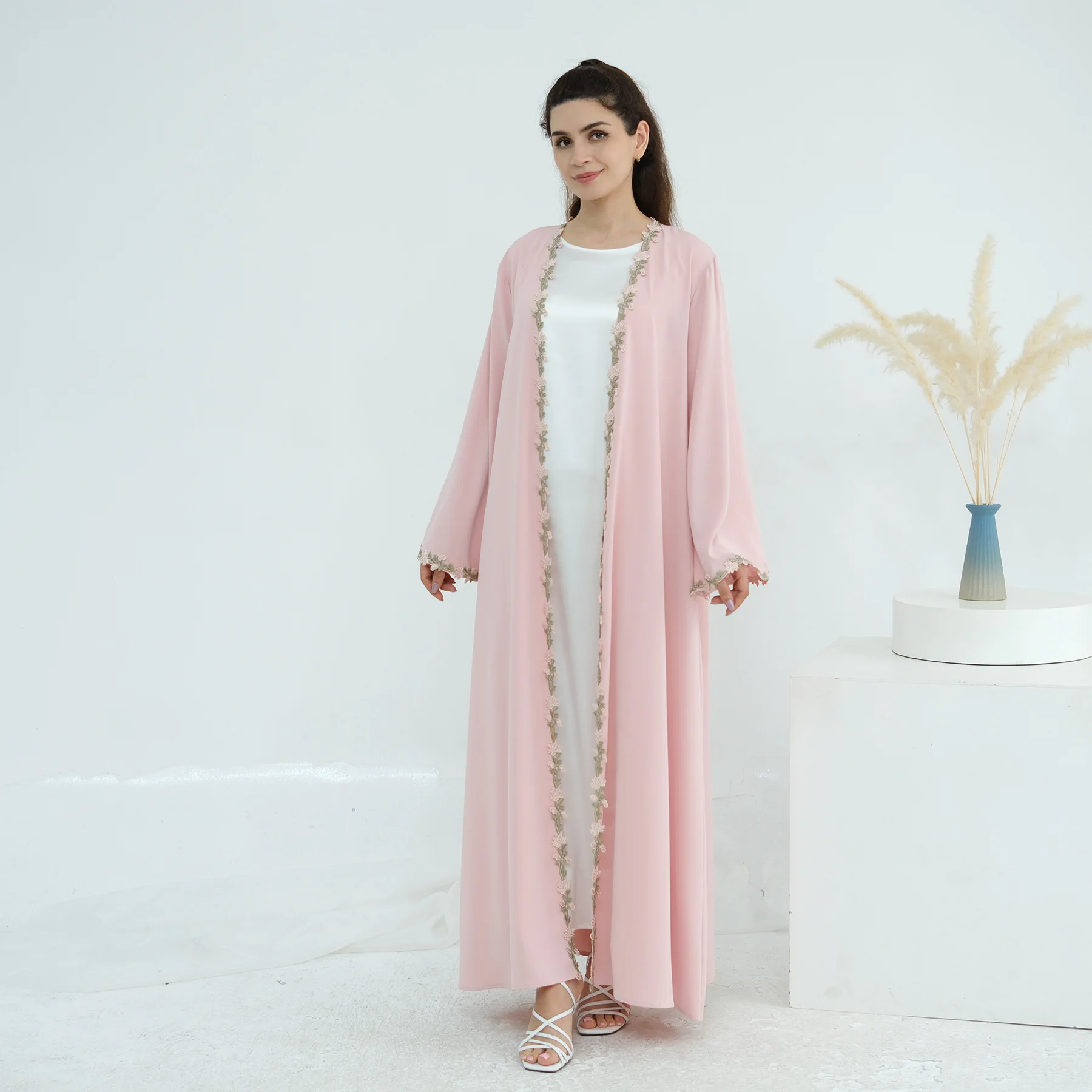 Dubai Açık Abaya Müslüman Tese - Embroidery Kebaya incelemesi ve fiyatı